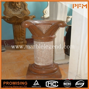 Brown Marble Round Hollow Column for Sale,Low Cost High Quality Architecture Of Carved Marble Column