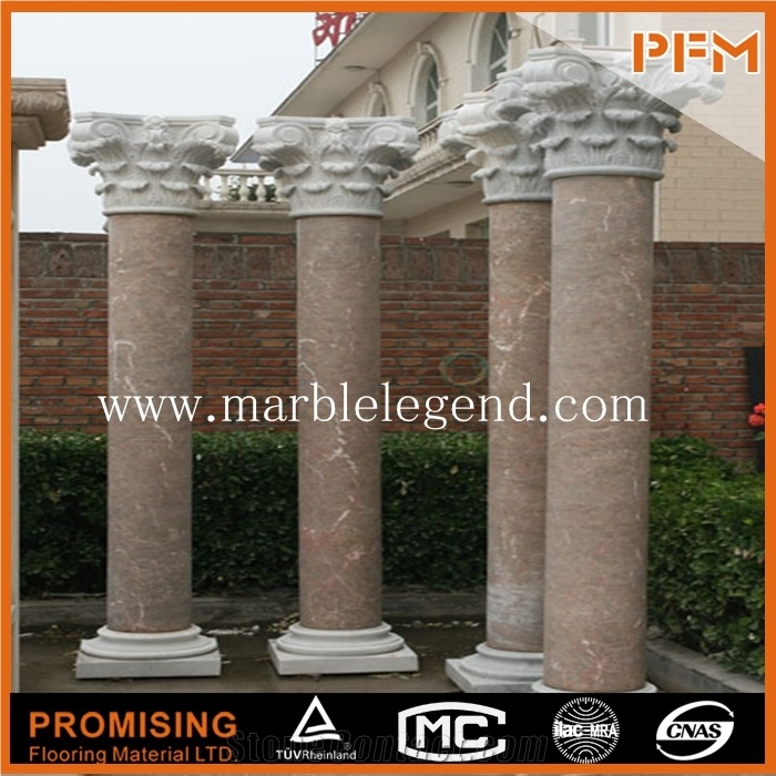 Carved Brown Marble Pedestal Column, Porch Column