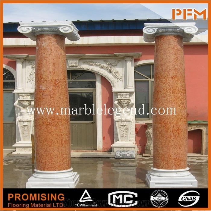 China Beige Marble Dragon Pillar/Roman Column,Hotel Marble Antique Stone Columns