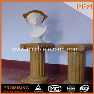 China Marble Building Column,Hot Sale Natural Delicate Carved Yellow Marble Columns for Sale