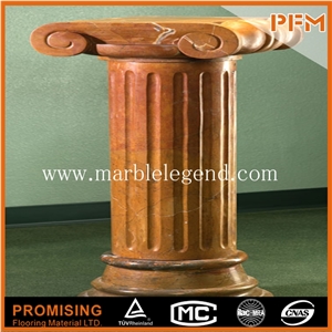 Chinese Hot Sale Natural Red Marble Column,European Style Church Stone Marble Column