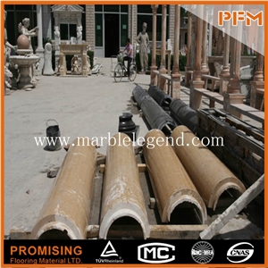 Chinese Hot Sales Natural Grey Marble Round Column,Hand Carved Marble Columns for Sale