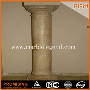 Chinese Hot Sales Natural Grey Marble Round Column,Hand Carved Marble Columns for Sale
