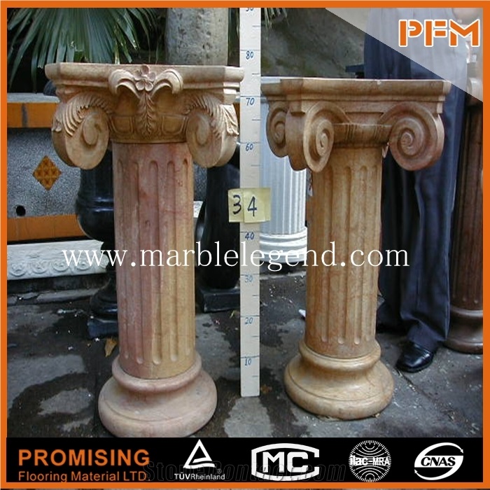 Good Quality & Best Price Chinese Dragon Carved Beige Marble Column and Marble Pillar Round Designs