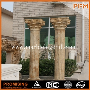 Hot Sale Beige Marble Craved Column,Natural Stone Marble Decorative Roman Column for Sale