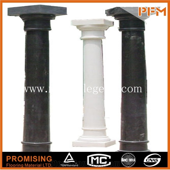 Hot Sale Black Marble Greek Columns,Natural Stone Column