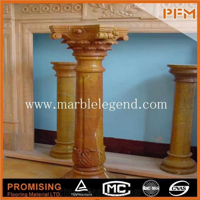 Indoor and Outdoor Design Decorative Marble Column,Round Hollow Brown Marble Column