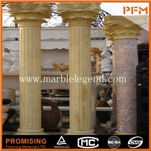 Natural Decorative Stone Roman Columns, Red Marble Pillars and Columns for Interior