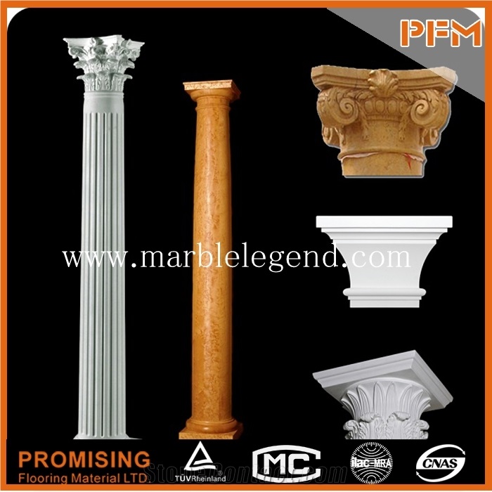 Natural Stone White Marble Hand Carved Decorative Column