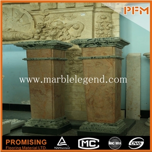 Outdoor Stone Beige Marble Column,Natural Marble Wedding Pedestal Columns