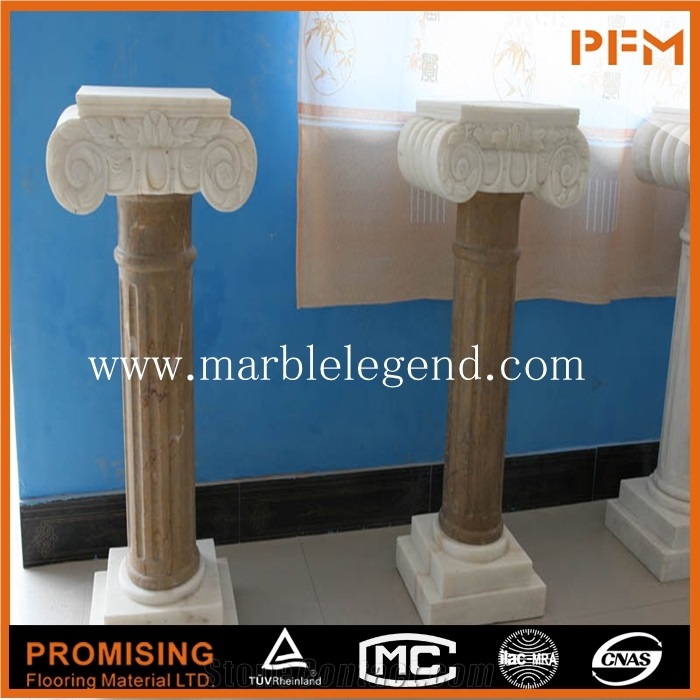 Outdoor Stone Beige Marble Column,Natural Marble Wedding Pedestal Columns