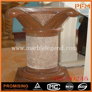 Red Marble Hand Carved Roman Column, New Fashoin Low Price Column for Decoration