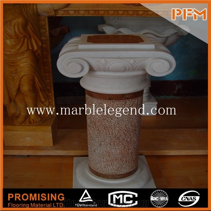 Red Marble Indoor Decorative Columns for Sale,Natural Stone Column Decorative Marble Roman Columns