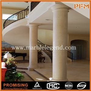 Solid Beige Marble Column for Sale,Marble Pillars Light Beige Stone Wholesale Marble Columns