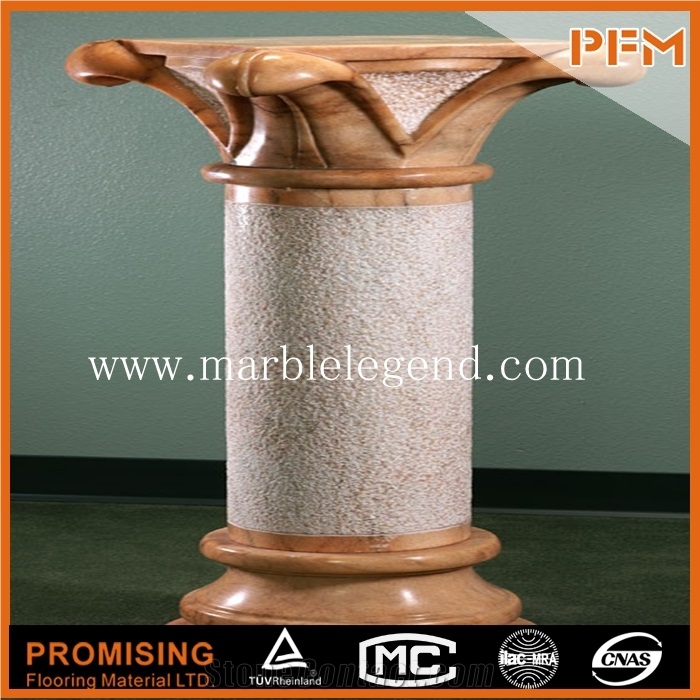 The Sculpture Of Brown Marble Outdoor Columns, Natural Marble Stone Column