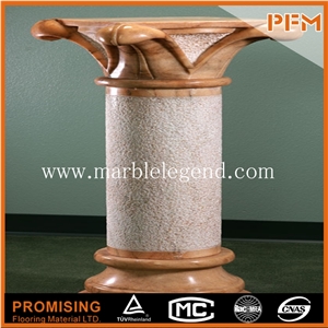 The Sculpture Of Brown Marble Outdoor Columns, Natural Marble Stone Column