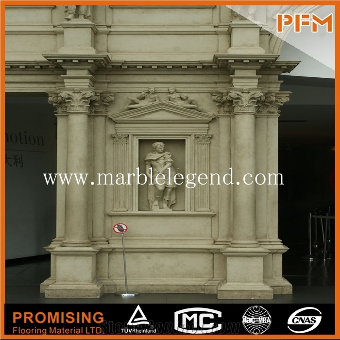 White Marble Polished Stone Pillar and Round Column Designs,Hot Sale Cheap Beige Marble Columns for Sale