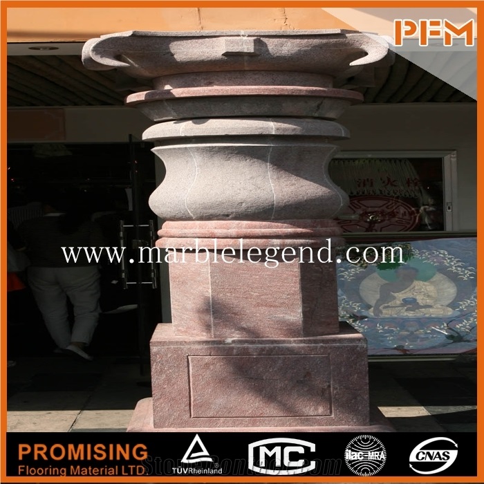 White Marble Polished Stone Pillar and Round Column Designs,Hot Sale Cheap Beige Marble Columns for Sale