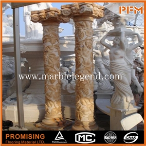 Yellow Marble Natural Stone Pillar ,Interior Composite Construction Material