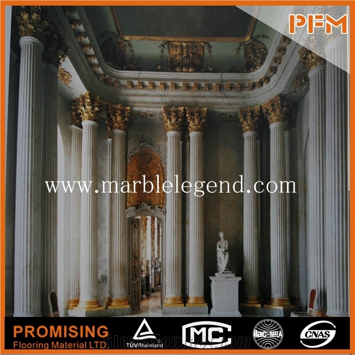 Yellow Marble Natural Stone Pillar ,Interior Composite Construction Material