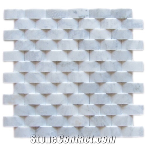 3d Split Face White Marble Mosaic Pattern Tile for Tv Background Interior Building Decor