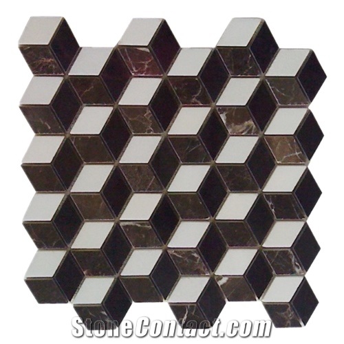 3d Split Face White Marble Mosaic Pattern Tile for Tv Background Interior Building Decor