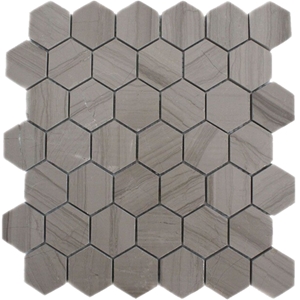 Athens Grey Wooden Vein Marble 2" Hexagon Mosaic Tile,Wood Grain Marble Mosaic Pattern Bathroom Wall Floor Covering