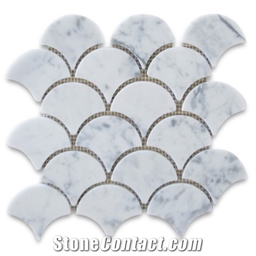 Bianco Carrara White Marble Hexagon Mosaic Art Pattern Tile Gofar