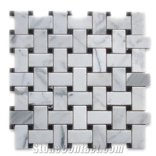 Carrara White Marble Elongated Hexagon Mosaic Pattern Tile Polished Wall Panel,Bathroom Floor Covering