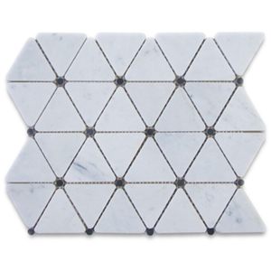 Carrara White Marble Elongated Hexagon Mosaic Pattern Tile Polished Wall Panel,Bathroom Floor Covering