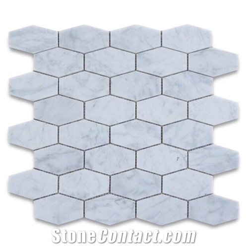 China Grey Wood Vein Marble Polished Hexagon Mosaic, Athen Grey Marble Hexagon Mosaic