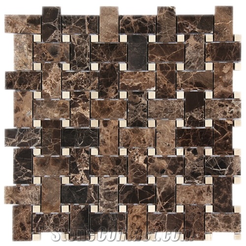 Dark Emperador Marble Basketweave Mosaic Pattern Tiles Wall Mosaic Floor Bathroom Interior Design Material Stone Gofar From China Stonecontact Com