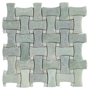 Ming Green Marble Curved Pattern Mosaic, Verde Marble Mosaic Tiles Wall Floor Polished Hotel Bathroom Interior Stone - Gofar