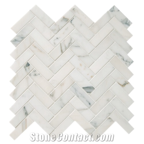 Thassos White Marble Herringbone Wall Mosaic Tile,Pure White Polished Floor Mosaic Pattern Flooring-Gofar