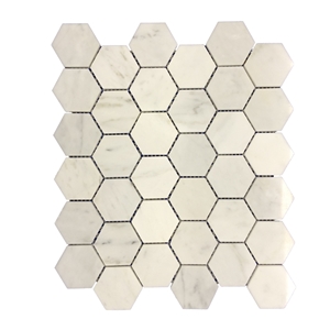 Calacatta Carrara White Marble Hexagon Mosaic Pattern Tiles,Wood Grain Marble Wall Bathroom Floor Mosaic Tile Interior Stone