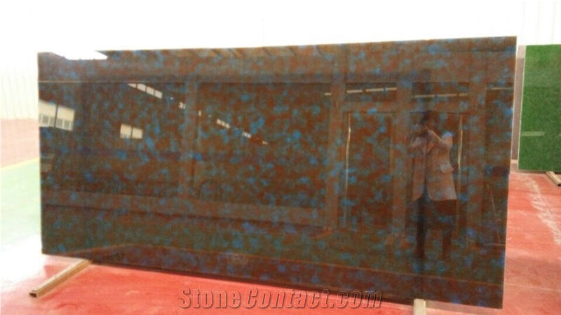 China Supply Blue Jade Glass Crystallized Onyx Stone Poloshed Tiles & Slabs