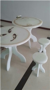 Jade Glass Round Tables