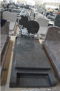 Impala Sa Granite Monument with Dove Carved,Impala Black Tombstone, Sculpture Headstone