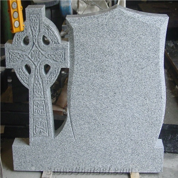 Light Grey G633 Granite Monument with Cross Shape,Chinese Material Tombstone,European Style Design Headstone