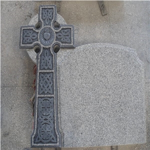 Light Grey G633 Granite Monument with Cross Shape,Chinese Material Tombstone,European Style Design Headstone