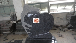 Vizag Blue Granite Monument with Angel Sculpture, Bahama Blue Tombstone with Angel Design, Sculpture Headstone & Memorial