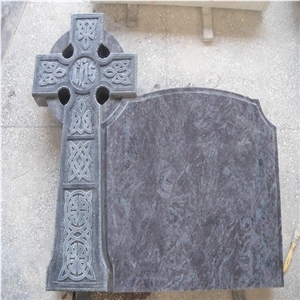 Vizag Blue Granite Monument with Cross Shape,Bahama Blue Tombstone & Memorial,Cross Carved Headstone