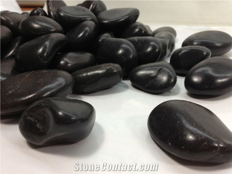 China Black Marble Natural Stone Pebble Stonedriveways, Black Bluestone Pebble & Gravel