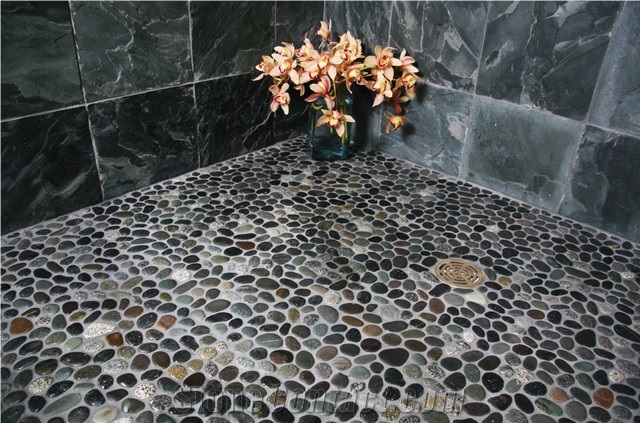 China Black Marble Pebble ,Pebble Tiles ,Pebble Mosaic