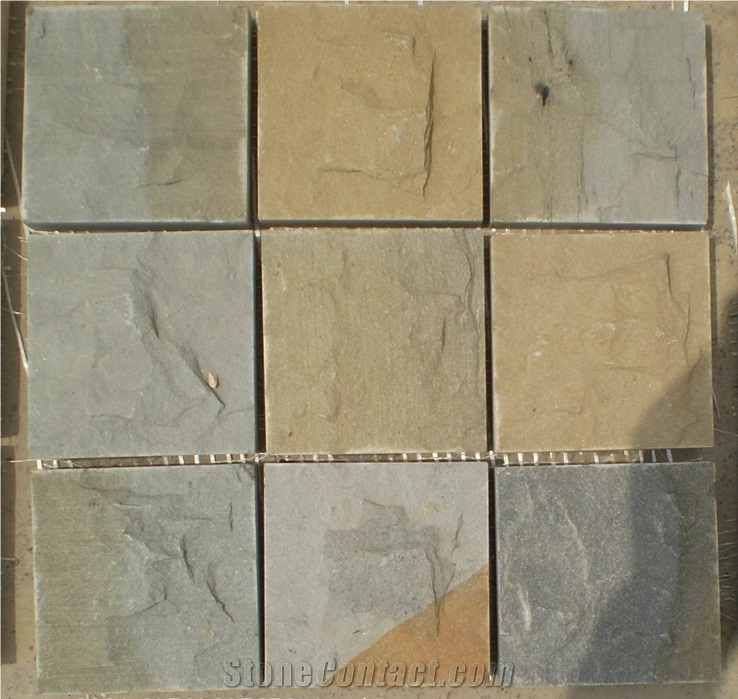China Green Sandstone Cube Stone & Cobble Stone