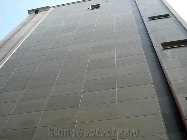 China Green Sandstone Slabs & Tiles, Stone Walling