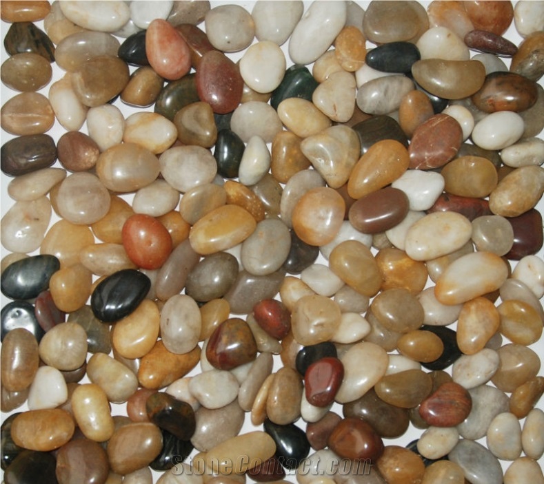 China Multicolor Natural Marble Pebble ,River Stone