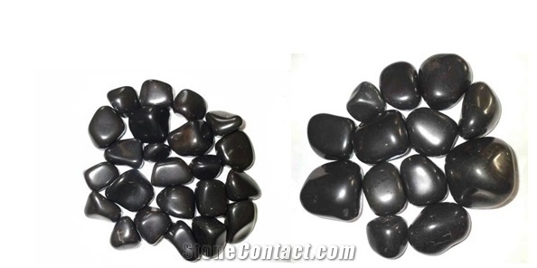 China Natural Stone Black Marble Pebble Stone