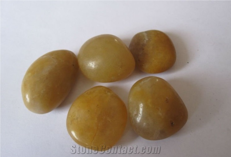 China Natural Stone Yellow Marble Pebble Stone Pattern, Yellow Marble Pebble & Gravel