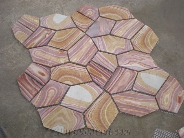 China New Rainbow Sandstone Tiles & Slabs ,  Sandstone Walling , Sandstone Covering , Sandstone Pavers